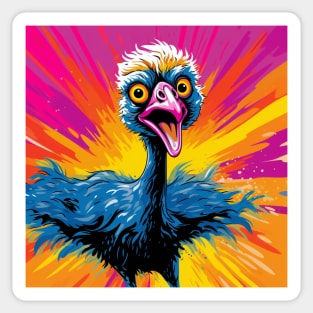 Ostrich Cartoon Pop Art 2 Sticker